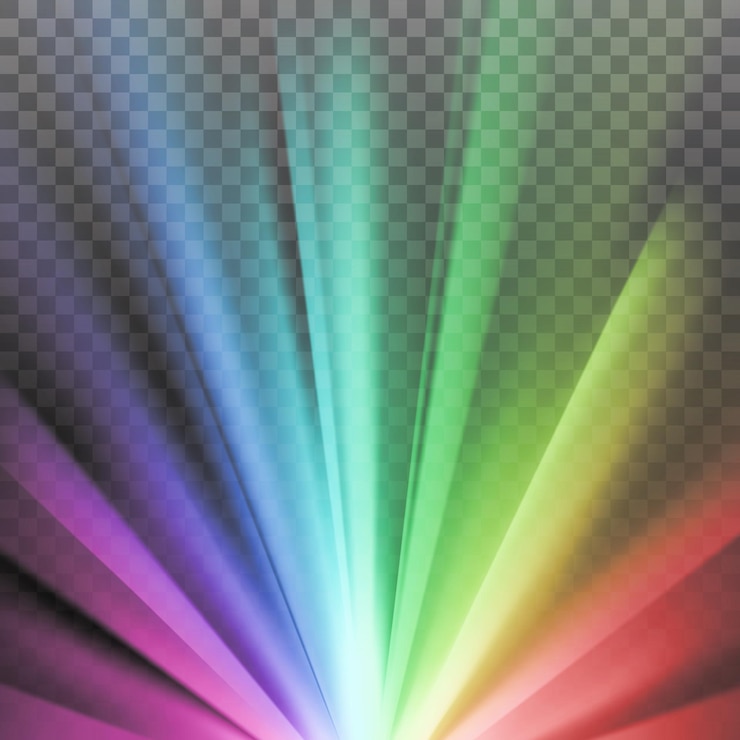 Vector rayos de colores del arco iris con destellos de espectro de color