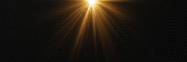Los rayos dorados brillantes de la luz de las estrellas