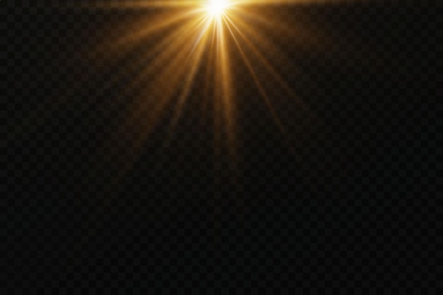 Los rayos dorados brillantes de la luz de las estrellas