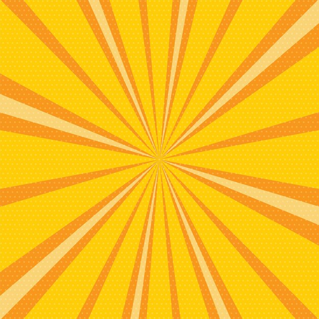 Rayos de estallido de sol naranja Patrón Arte pop libro de cómics amarillo Fondo