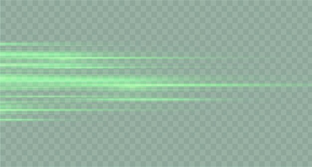 Rayos láser blancos aislados sobre un fondo negro Efecto de luz abstracto Flash de lente verde