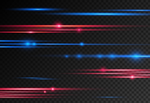 Rayos láser de efecto especial azul rojo rayos de luz horizontales policía de movimiento en movimiento línea rápida