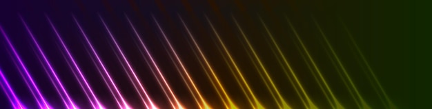 Rayos láser de neón coloridos líneas abstracto fondo futurista diseño de banner vectorial de tecnología