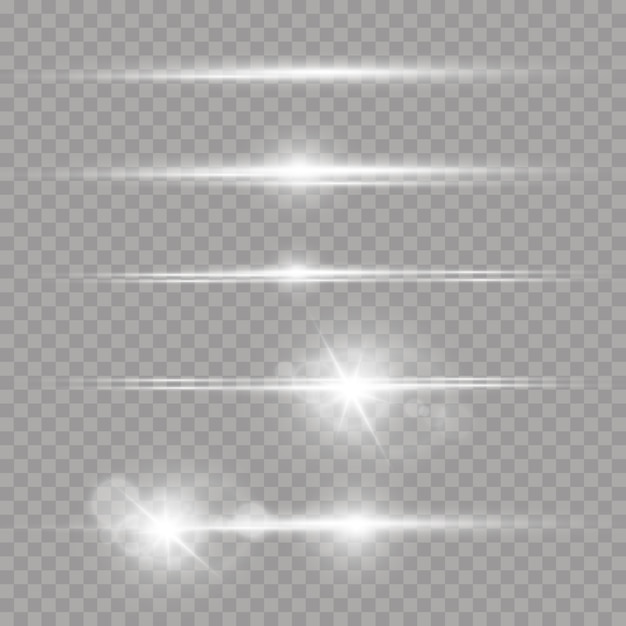 Rayos láser, rayos de luz horizontales conjunto de destellos blancos