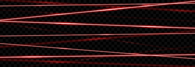 Rayos láser vectoriales png Rayos láser rojos sobre un fondo transparente aislado Sistema de seguridad láser