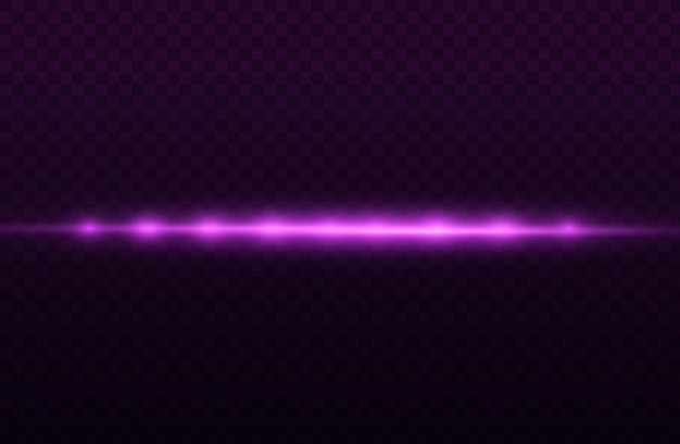Los rayos de luz violeta destellan bengalas de lentes horizontales que aceleran los rayos láser que brillan con el resplandor de la llamarada de movimiento de la línea púrpura