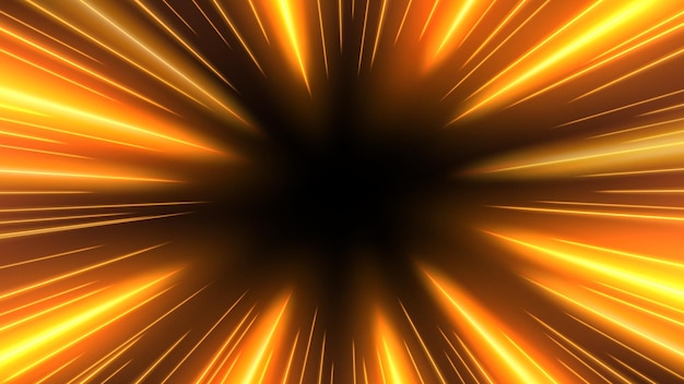 Los rayos de oro Zoom en movimiento Efecto de luz Colores Rutas Ilustración vectorial