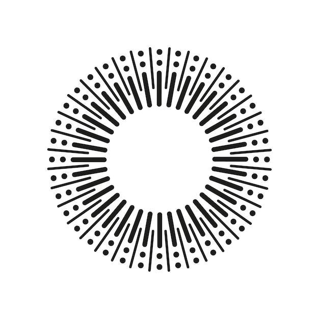 Rayos de puntos de línea de círculo. Icono de estrella. ilustración vectorial