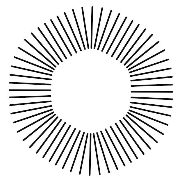 Rayos de semitono de elemento redondo de estrella aislados sobre fondo blanco Logotipo negro Forma geométrica