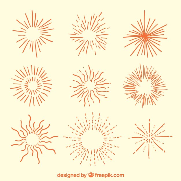 Rayos de sol dibujados a mano