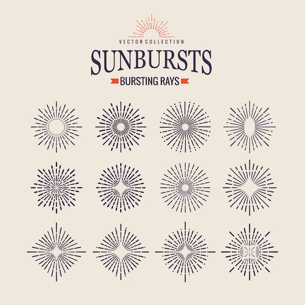 Vector rayos de sol geométricos en diferentes formas.