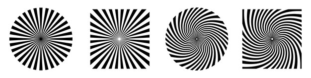 Rayos de sol o starburst. Elementos de diseño abstracto. Starburst forma aislada. Ilustración vectorial Explosión, vigas o rayos.