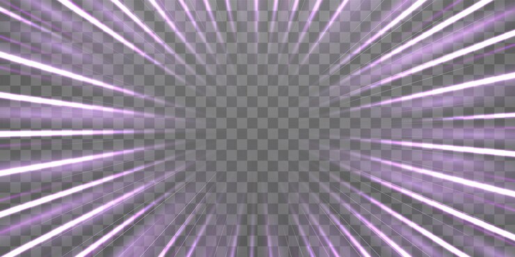 Vector rayos de velocidad radial flujo de luz de neón zoom en efecto de movimiento líneas de velocidad de brillo púrpura