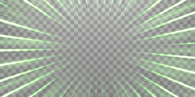 Rayos de velocidad radial flujo de neón de luz zoom en efecto de movimiento resplandor verde líneas de velocidad coloridas