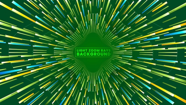 Rayos de zoom de luz de fondo con vector premium de color verde