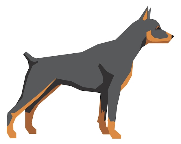 La raza de doberman el icono del color del perro el animal de pie