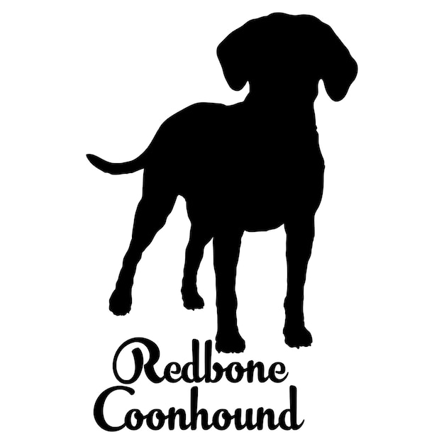 La raza de mascotas de silueta vectorial del perro Redbone Coonhound
