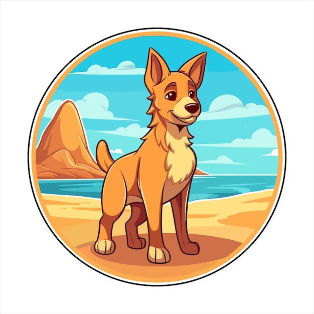 Vector raza de perro chinook dibujos animados lindos kawaii personaje playa verano animal mascota pegatina ilustración