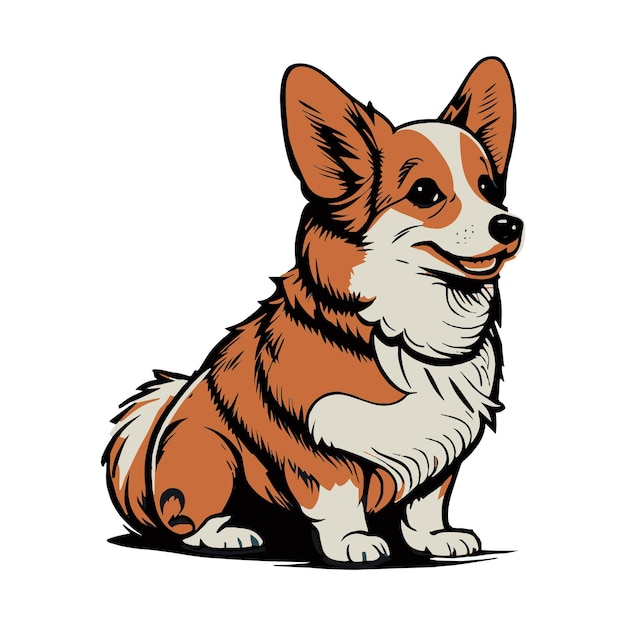 Raza de perro realista corgi sobre un fondo blanco vector