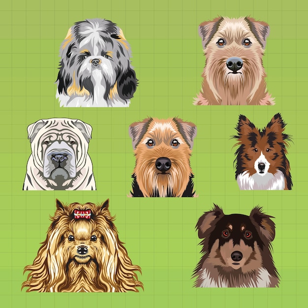 Las razas de perros Sublimación Vector Bundle Arte de la cabeza del perro Conjunto Icono de la cara del perro