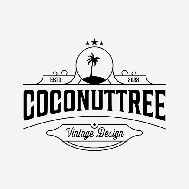 Árbol de coco vintage vector logo símbolo ilustración diseño