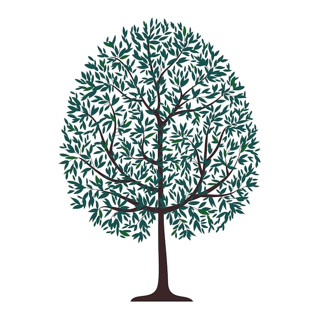 Árbol con ilustración de vector abstracto de hoja verde