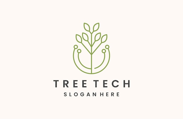 Árbol de inspiración del logotipo abstracto con estilo tecnológico