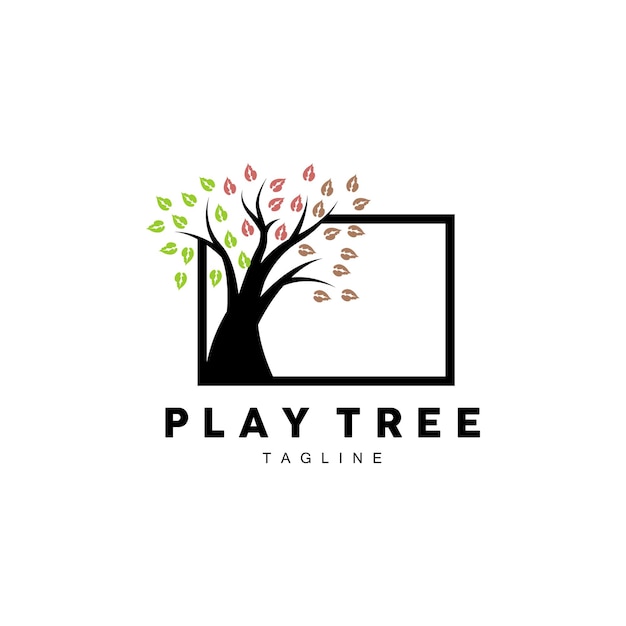 Árbol Logo Diseño Playground Vector Educación Árbol Icono