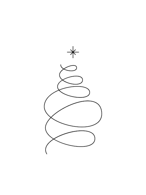 Árbol de Navidad bosquejo silueta minimalismo simple vector ilustración formas garabato blanco y negro