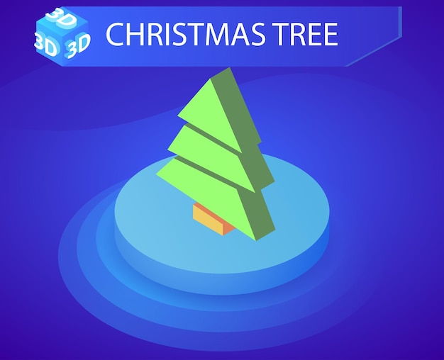 Árbol de Navidad diseño isométrico icono Vector web ilustración 3d colorido concepto