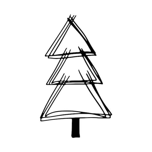 Árbol de Navidad en estilo garabato. Boceto dibujado a mano de un árbol de Navidad. ilustración vectorial
