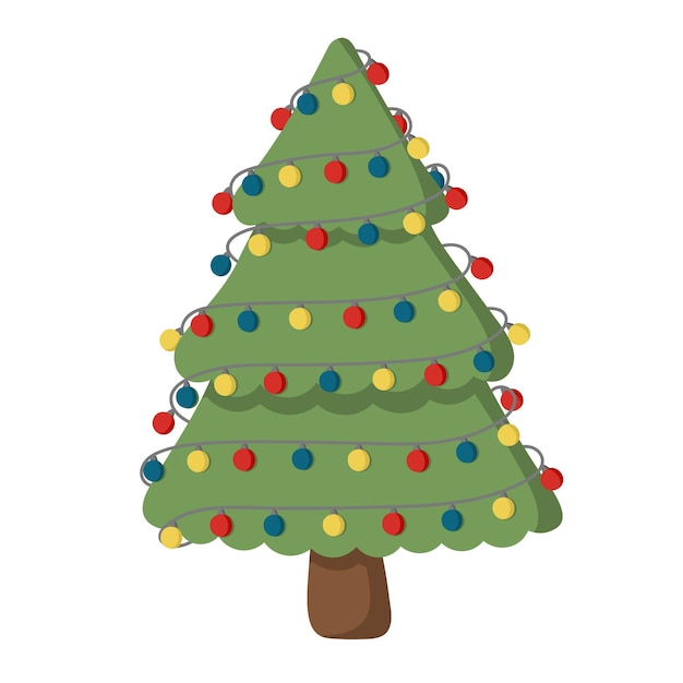 Árbol de Navidad de garabatos con un patrón para decoración, diseño de tarjetas, invitaciones