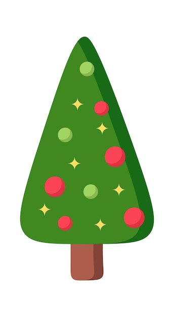 Árbol de Navidad de icono plano de decoración de invierno Evergreen