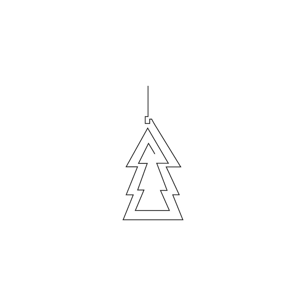 Árbol de navidad juguete línea arte diseño minimalista simple en blanco y negro