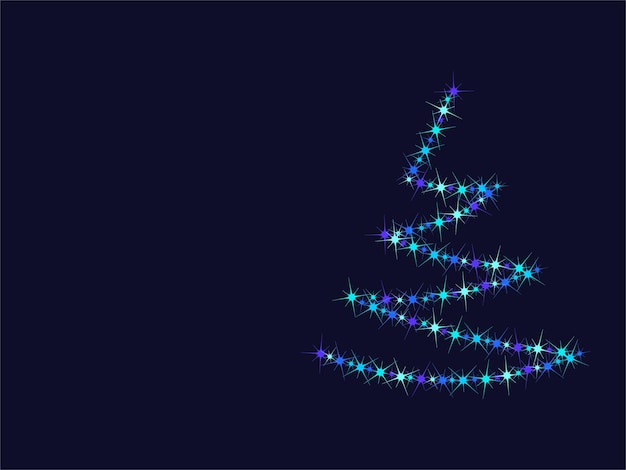 Árbol de Navidad Patrón de partículas multicolores de neón mágico brillante brillante chispas y estrellas