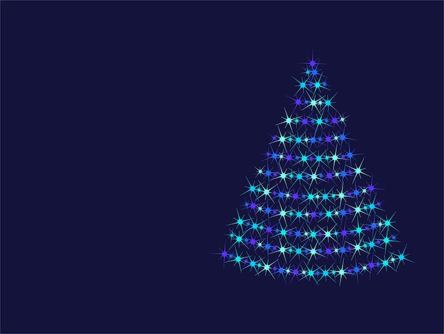 Árbol de Navidad Patrón de partículas multicolores de neón mágico brillante brillante chispas y estrellas