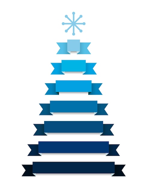 Árbol de Navidad plano estilizado 2016 Decoración de cintas Fondo vectorial