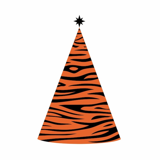 Árbol de Navidad con rayas de tigre Árbol de Navidad con rayas y tigre en colores naranja y negro