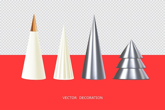 Árbol de navidad realista conos decoraciones navideñas Vector