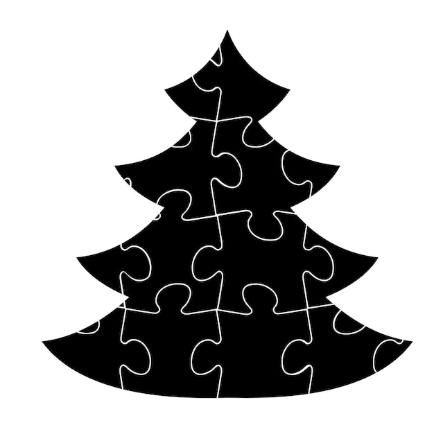 Árbol de Navidad de vector simple hecho de rompecabezas.