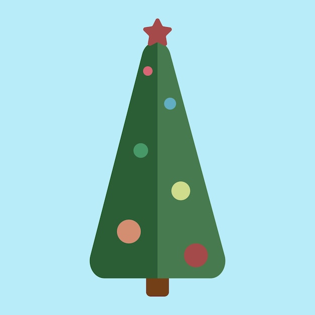 Árbol de Navidad de vector de vacaciones con bolas de colores ilustración aislada