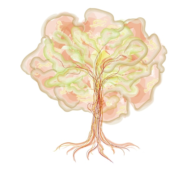 Árbol de otoño. Ilustración de vector de acuarela sobre fondo blanco