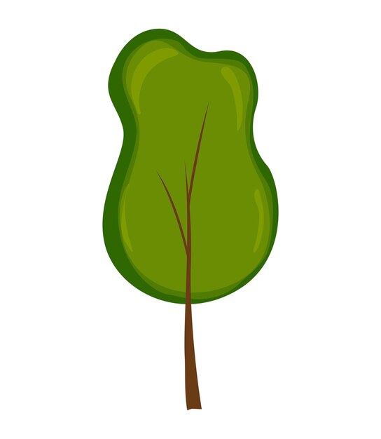 Árbol sobre un fondo blanco para la construcción y el diseño Estilo de dibujos animados Ilustración vectorial