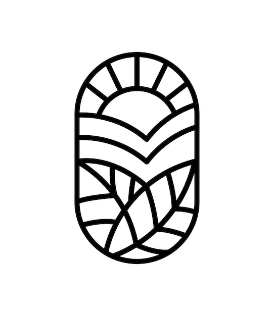 Árbol de té vectorial Hojas y sol para café o etiqueta de producto agrícola Logotipo ecológico Diseño de planta orgánica