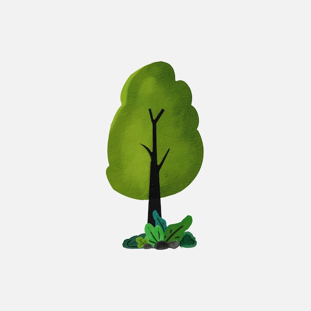 Árboles estilizados de acuarela Ilustración de vector natural Ilustración de vector de árbol de vista lateral