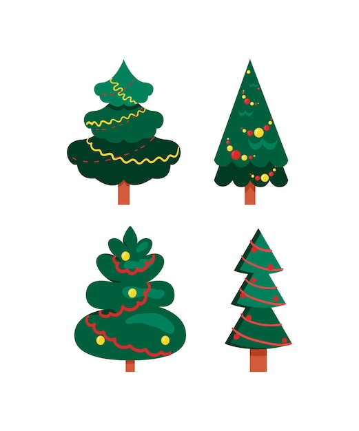 Árboles de Navidad de geometría en estilo plano