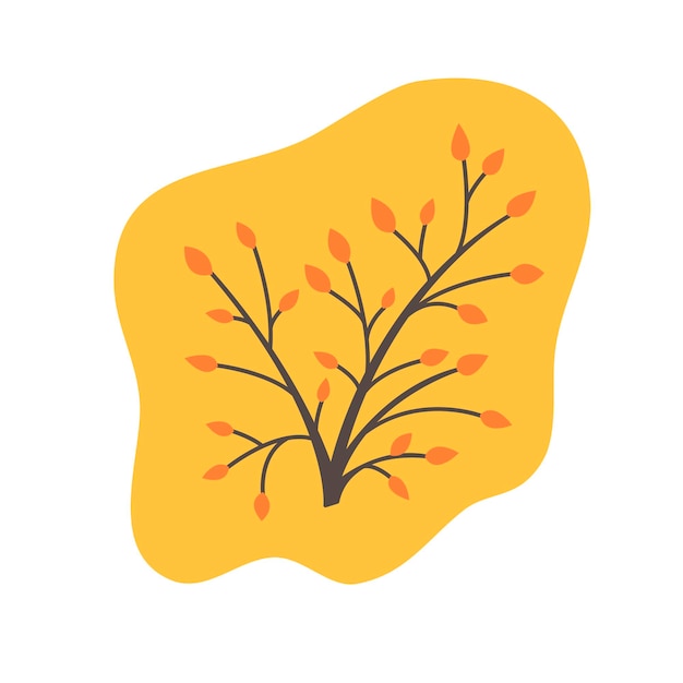 Árboles de otoño en un estilo escandinavo sobre fondo blanco Ilustración de vector plano