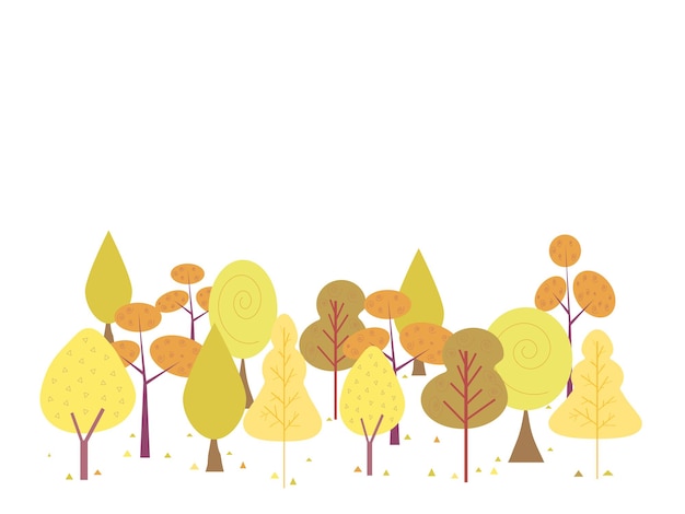 Árboles de otoño con hojas amarillas Ilustración vectorial en estilo plano