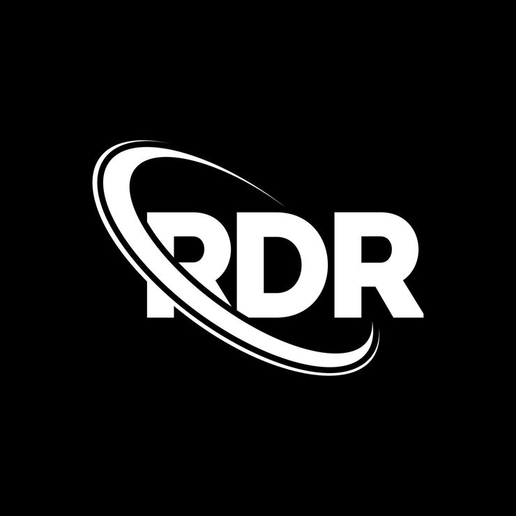 Vector rdr logotipo rdr letra rdr letra logotipo diseño iniciales rdr logotipo vinculado con círculo y mayúscula monograma logo rdr tipografía para negocios de tecnología y marca inmobiliaria