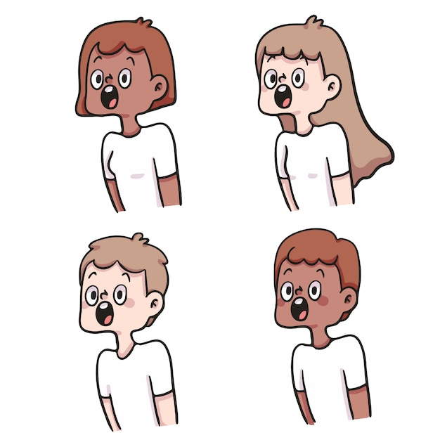 reacción de personas sorprendidas conjunto ilustración de dibujos animados lindo